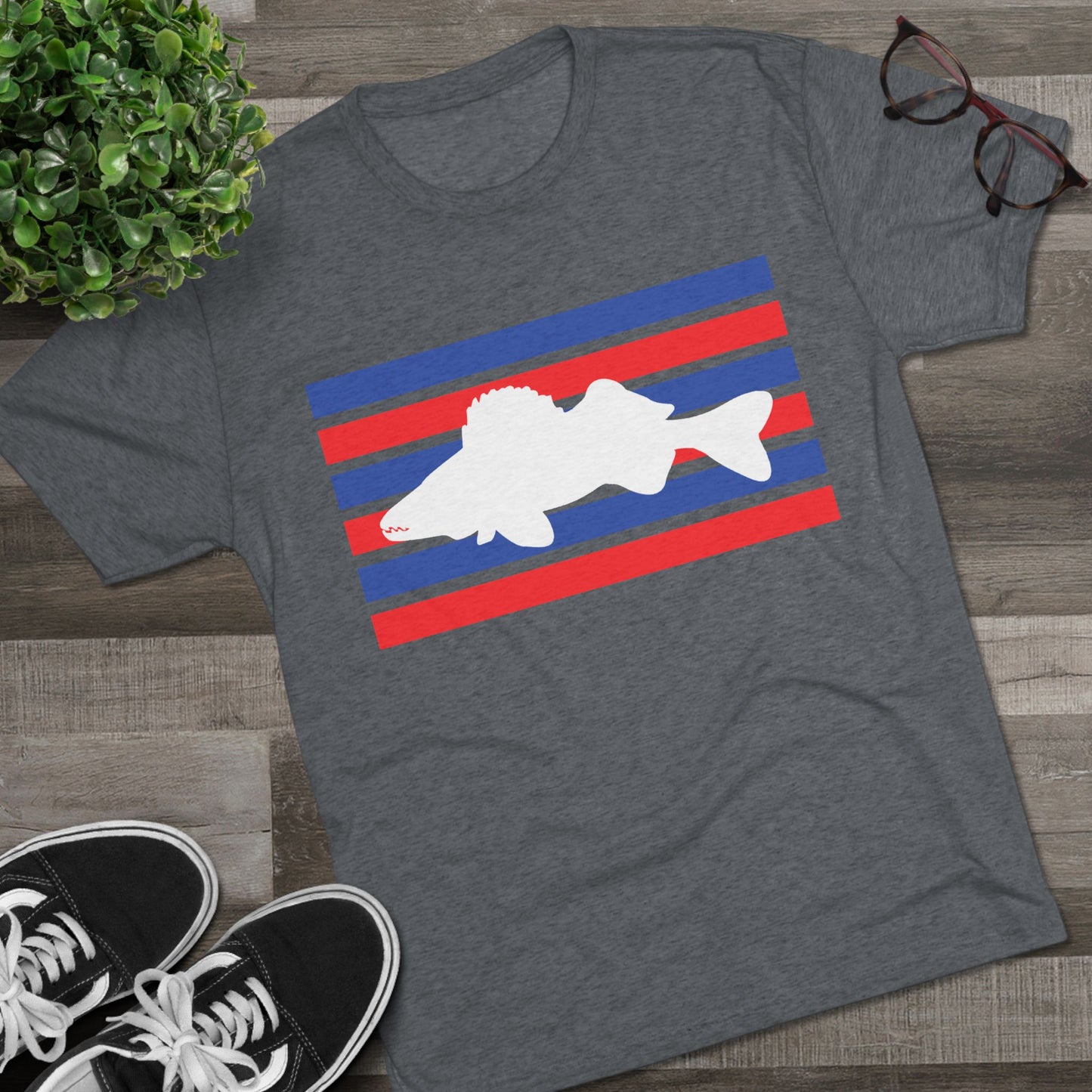 Walleye Tee Shirt Red White and Blue