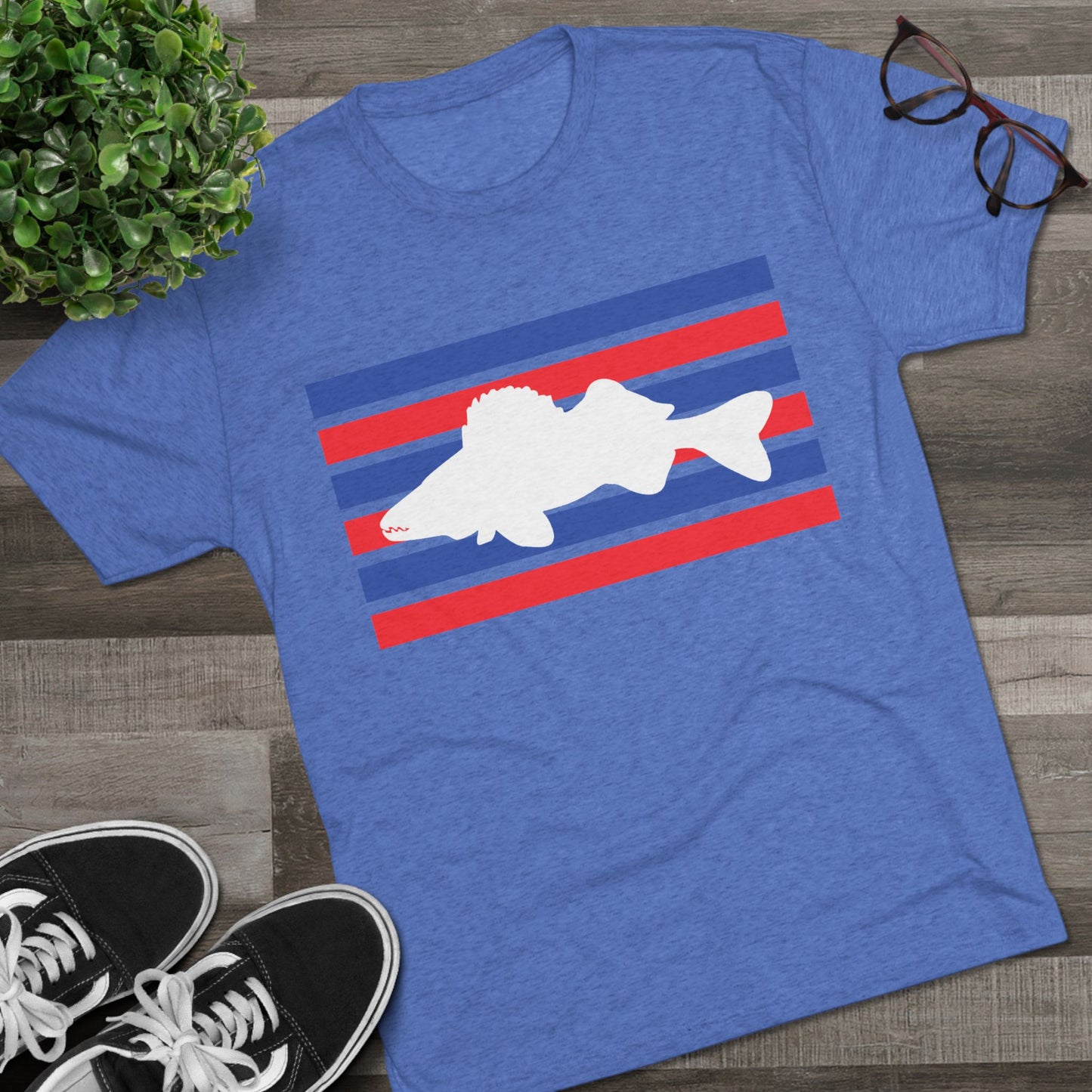 Walleye Tee Shirt Red White and Blue