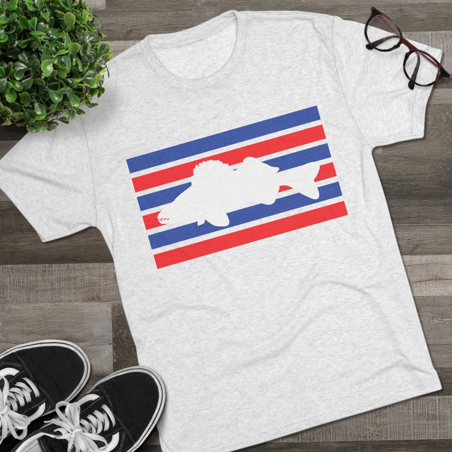 Walleye Tee Shirt Red White and Blue
