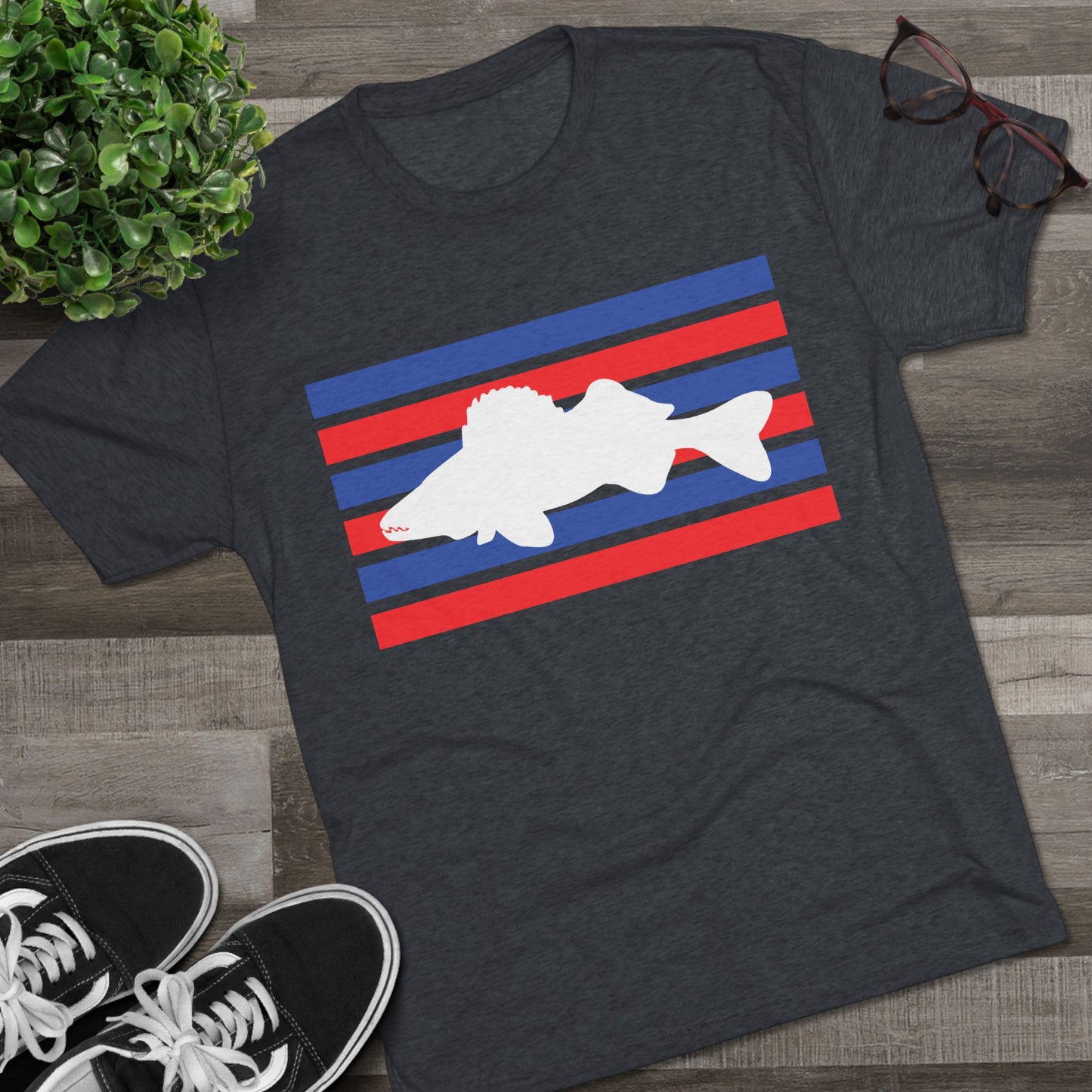 Walleye Tee Shirt Red White and Blue