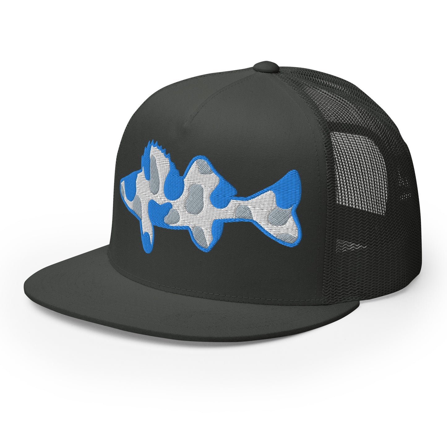 Camo Walleye 5 Panel Trucker Cap