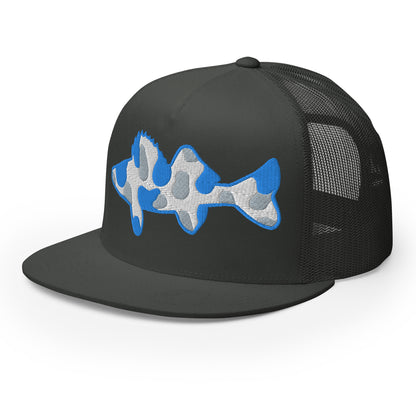 Camo Walleye 5 Panel Trucker Cap