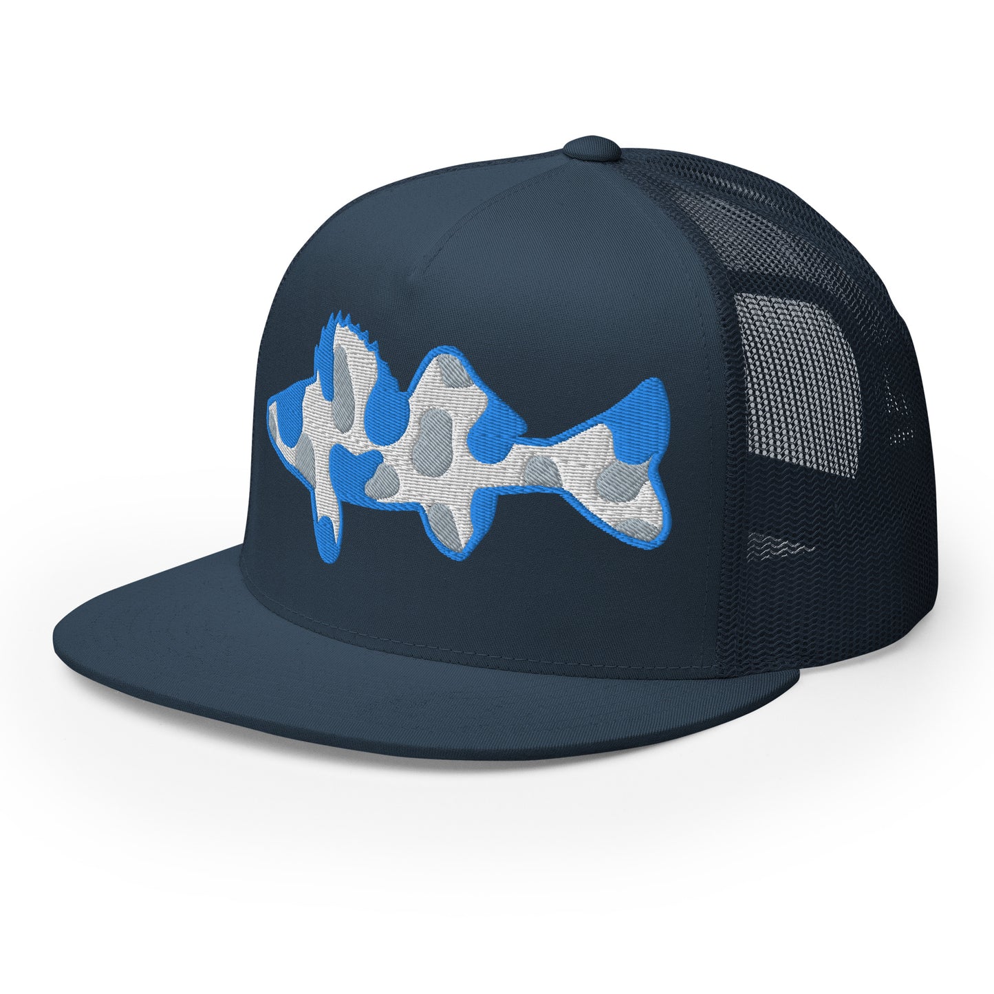Camo Walleye 5 Panel Trucker Cap