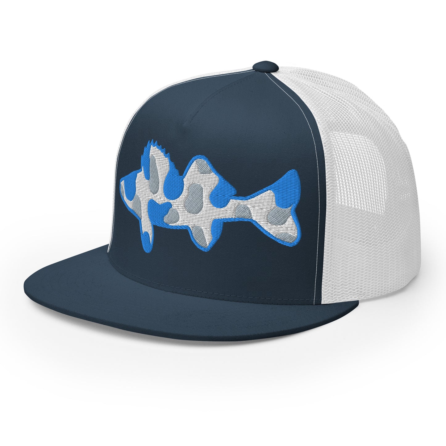 Camo Walleye 5 Panel Trucker Cap