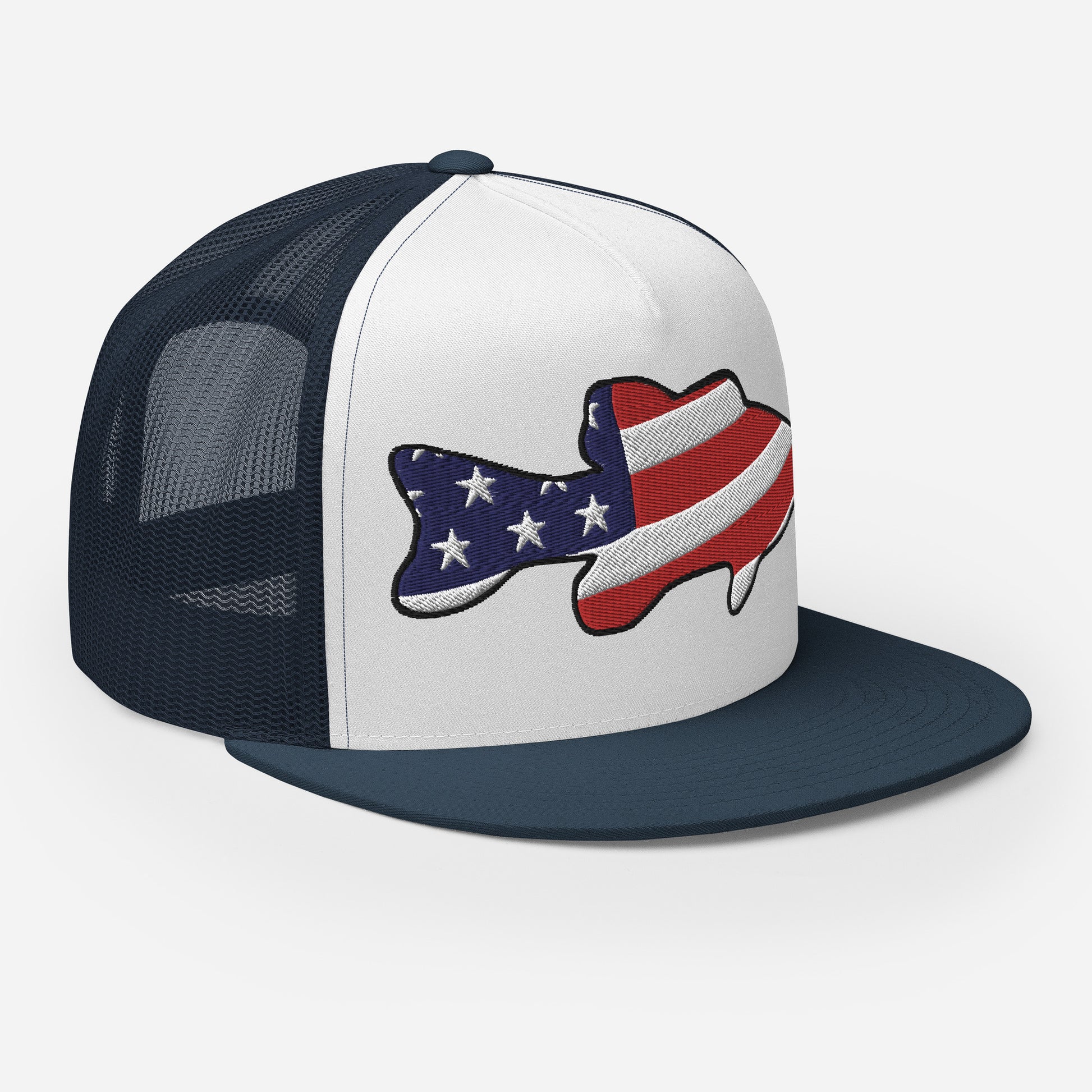 White American Flag Fish Trucker Hat