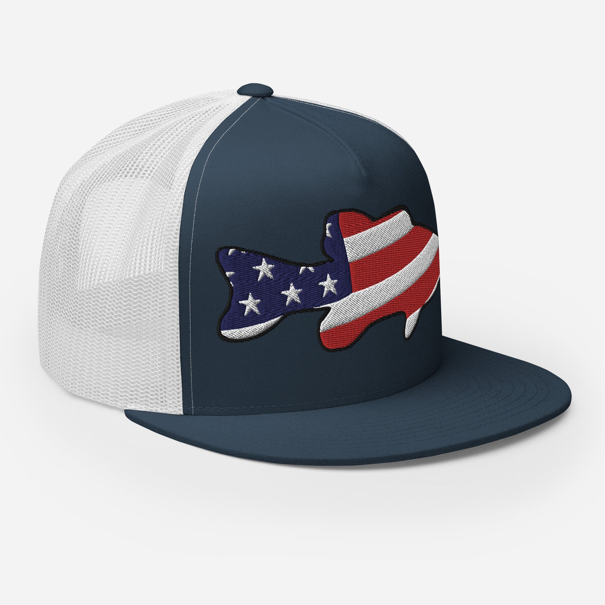 American Flag Fish Trucker Hat