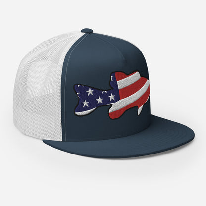 American Flag Fish Trucker Hat