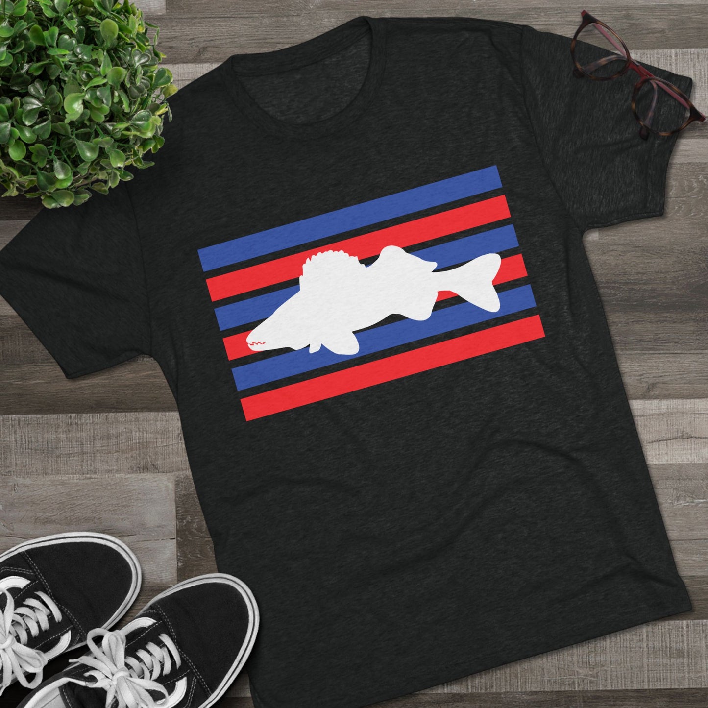 Walleye Tee Shirt Red White and Blue